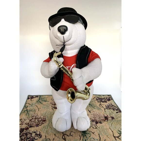 Coca-Cola Musical Polar Bear Jazz Band Sax Player Christmas Decor Music Works - Picture 2 of 14